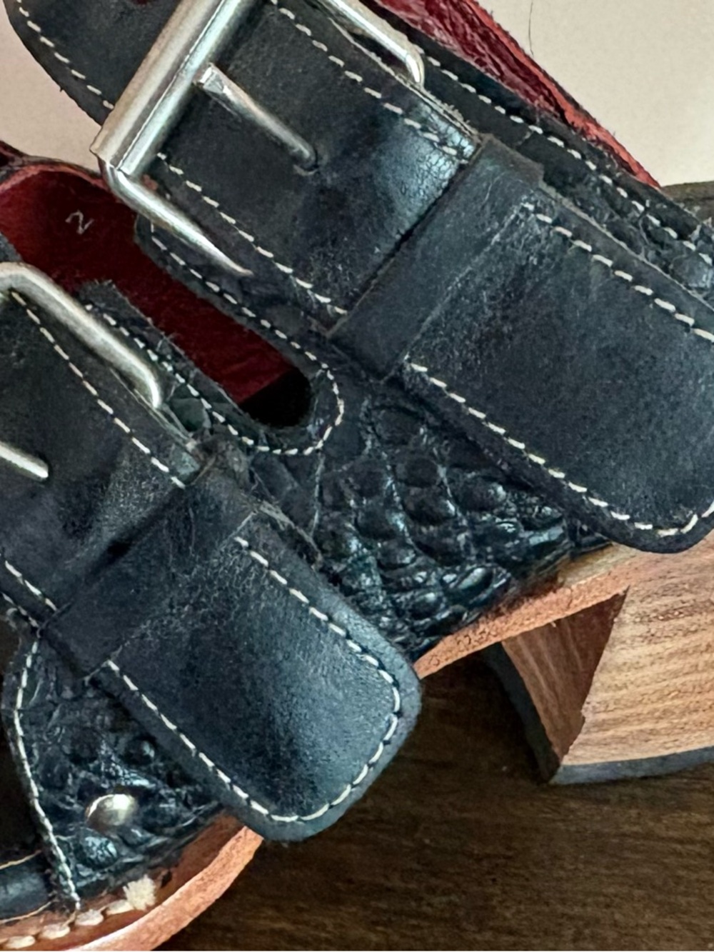 Freebird Quincy Leather Buckle Mule Heels Black Size 8 - Picture 2 of 15